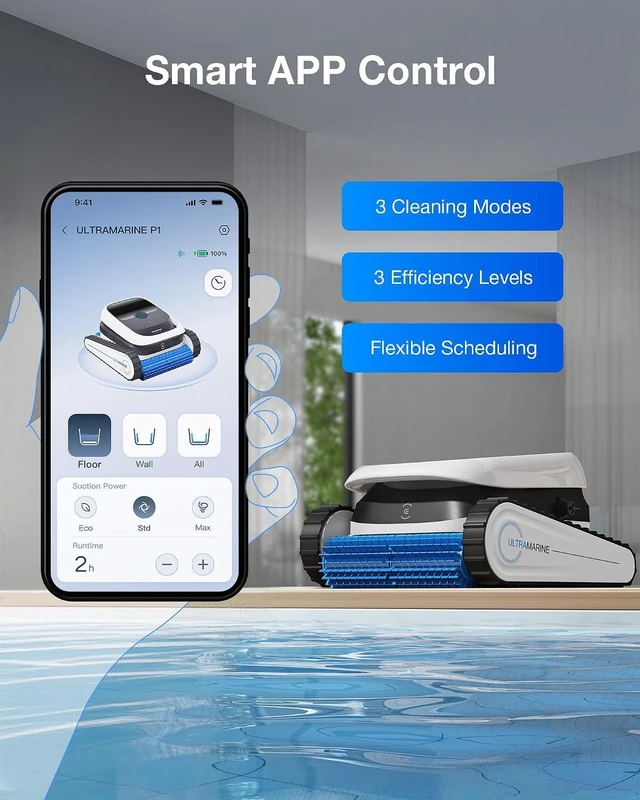 Alt view image 7 of 7 - ECOVACS Ultramarine P1 Cordless Robotic Pool Cleaner, 180-Min Runtime