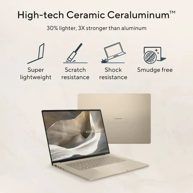 Alt view image 5 of 5 - ASUS - Zenbook A16 16" 3K OLED Touchscreen Laptop - Snapdragon X2 Elite Extreme 2026 - 48GB Memory - 512GB Storage -Copilot+ PC - Zabriskie Beige