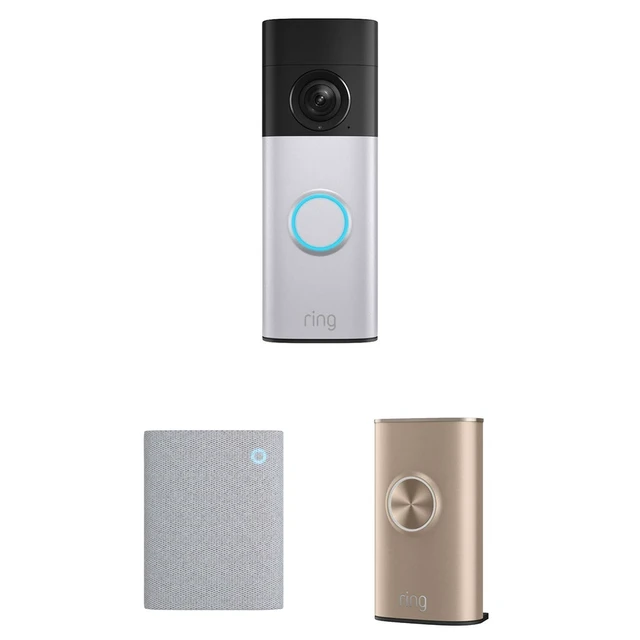 Alt view image 3 of 6 - Ring Battery Doorbell Plus (2nd Gen) with Chime (3rd Gen) and Sandstone Faceplate