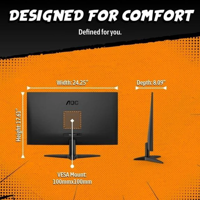 Alt view image 3 of 3 - AOC G27MC36N 27" Gaming Monitor FHD 180Hz Monitor HDMI & DP Port - BLACK