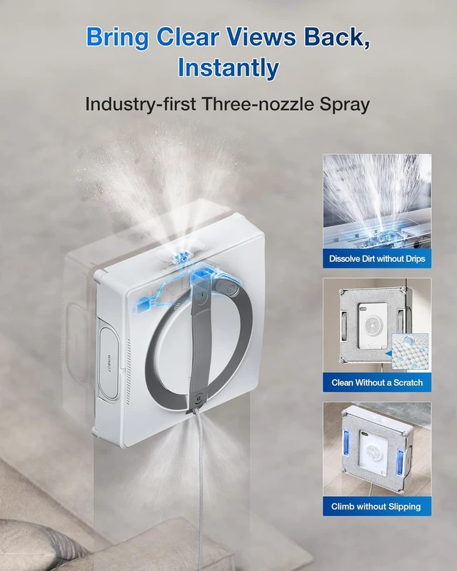 Alt view image 2 of 6 - ECOVACS WINBOT W2 PRO Omni Portable Window Cleaning Robot with Multi-Functional Station, Charging While Working, Intelligent Cleaning with Triple Nozzle Water Sprayer, 12-Level Protection