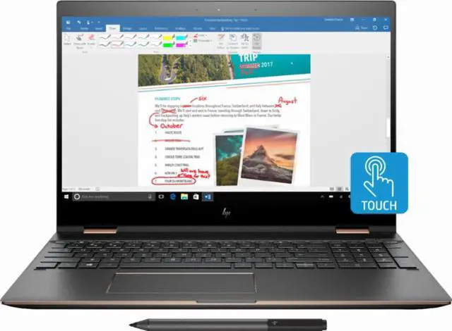 Main image of HP 15-CH011DX Spectre x360 2-in-1 15.6" 4K Ultra HD Touch-Screen Laptop - Intel Core i7 - 16GB Memory - 512GB SSD - HP Finish In Dark Ash Silver Tablet Notebook w Stylus Active Pen