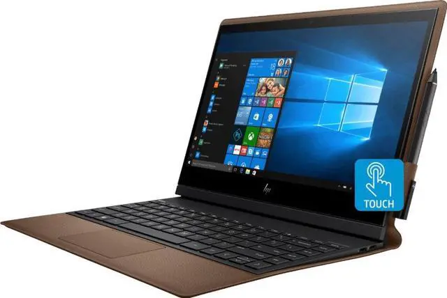 Alt view image 4 of 7 - HP Spectre Folio 13-ak0013dx 2-in-1 Laptop - 13.3" FHD IPS Touchscreen, Intel Core i7-8500Y (1.5 GHz), 8 GB Memory, 256 GB SSD, Backlit Keyboard, WiFi + BT 4.2, Windows 10 Home, Cognac Brown Leather