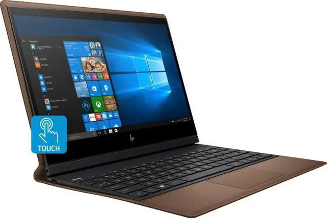 Alt view image 3 of 7 - HP Spectre Folio 13-ak0013dx 2-in-1 Laptop - 13.3" FHD IPS Touchscreen, Intel Core i7-8500Y (1.5 GHz), 8 GB Memory, 256 GB SSD, Backlit Keyboard, WiFi + BT 4.2, Windows 10 Home, Cognac Brown Leather