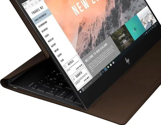 Alt view image 7 of 7 - HP Spectre Folio 13-ak0013dx 2-in-1 Laptop - 13.3" FHD IPS Touchscreen, Intel Core i7-8500Y (1.5 GHz), 8 GB Memory, 256 GB SSD, Backlit Keyboard, WiFi + BT 4.2, Windows 10 Home, Cognac Brown Leather