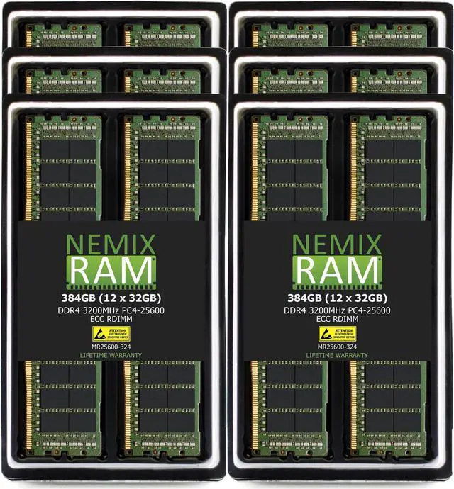 Main image of NEMIX RAM 384GB (12X32GB) DDR4 3200MHZ PC4-25600 2Rx4 1.2V CL22 288-PIN ECC RDIMM Registered Server Memory KIT Compatible with THINKMATE Supermicro SuperServer 740P-TR SuperServer 740P-TRT Tower