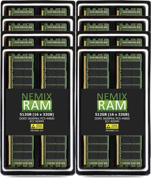 Main image of NEMIX RAM 64GB (2X32GB) DDR5 5600MHZ PC5-44800 1Rx4 1.1V 288-PIN ECC RDIMM Registered Server Memory KIT