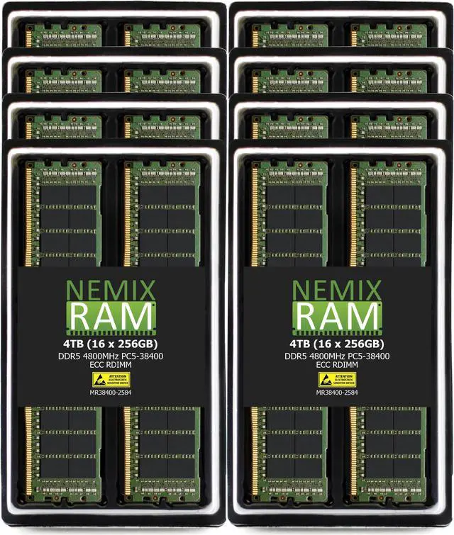 Alt view image 7 of 7 - NEMIX RAM 4TB (16X256GB) DDR5 4800MHZ PC5-38400 8Rx4 1.1V CL40 288-PIN ECC RDIMM Registered Server Memory KIT Compatible with SuperMicro Hyper SuperServer