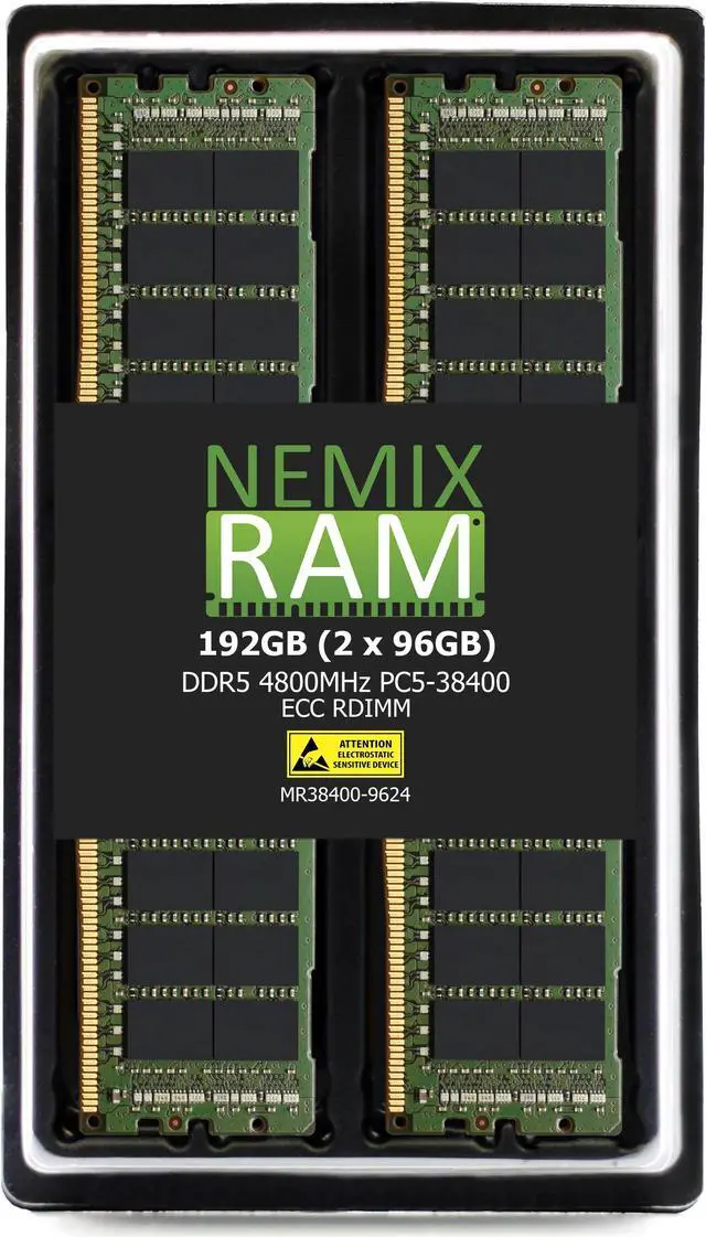 Main image of NEMIX RAM 192GB (2X96GB) DDR5 4800MHZ PC5-38400 2Rx4 1.1V 288-PIN ECC RDIMM Registered Server Memory KIT