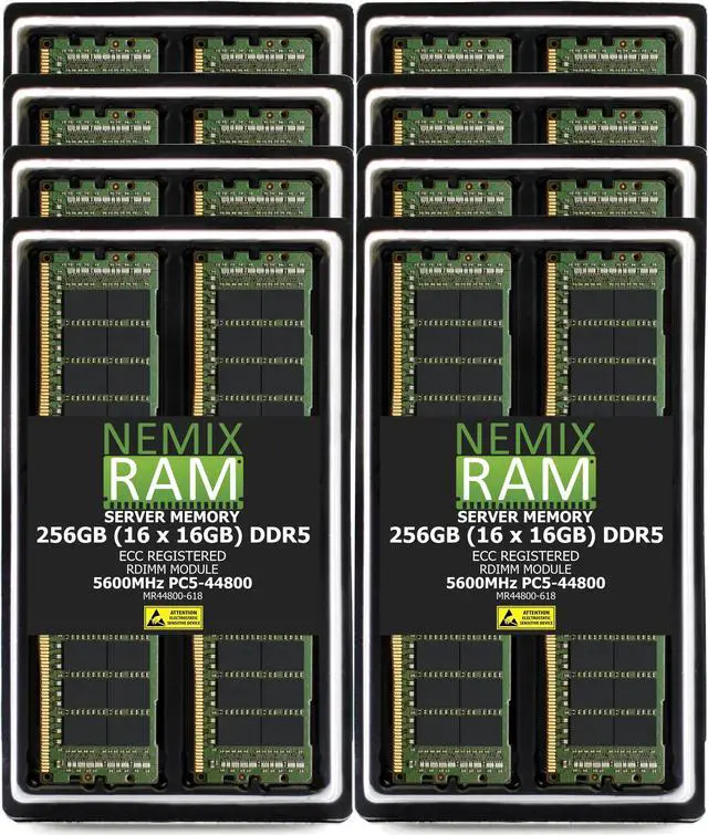 Main image of NEMIX RAM 256GB (16X16GB) DDR5 5600MHZ PC5-44800 1Rx8 1.1V CL46 288-PIN ECC RDIMM Registered Server Memory KIT Compatible with SuperMicro B13DEE Motherboard
