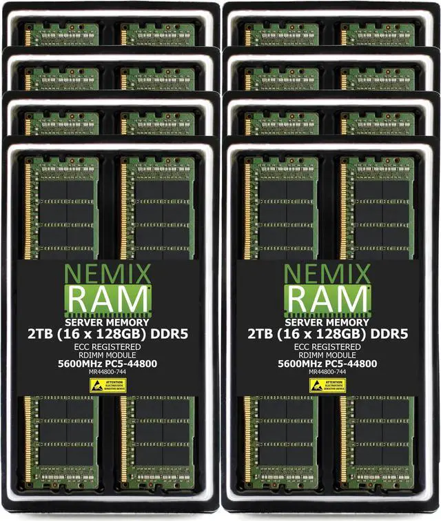 Main image of NEMIX RAM 2TB (16X128GB) DDR5 5600MHZ PC5-44800 4Rx4 1.1V CL46 288-PIN ECC RDIMM Registered Server Memory KIT Compatible with SuperMicro B13DEE Motherboard