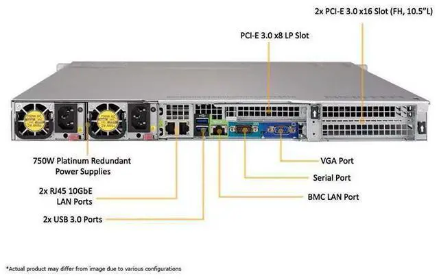 Alt view image 3 of 3 - Supermicro SYS-6019U-TN4R4T - 4 Bay 3.5" 1U Server - 2x Intel Xeon Gold 5118 2.3GHz 12 Core Processors, 16GB DDR4, 9361-8i, 2x 3.5" Trays, X540, IPMI 2.0, 2x 750 Watt PSUs,