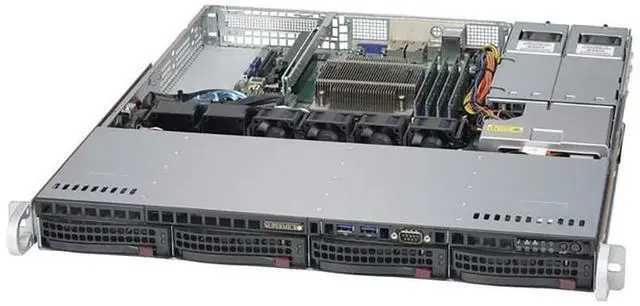 Alt view image 2 of 3 - Supermicro SYS-5019S-W4TR - 4 Bay 3.5" 1U Server - 1x Intel Xeon E3-1220 v6 3.0GHz 4 Core Processor, 8GB DDR4, 9361-8i, 2x 3.5" Trays, X540, IPMI 2.0, 2x 500 Watt PSUs,