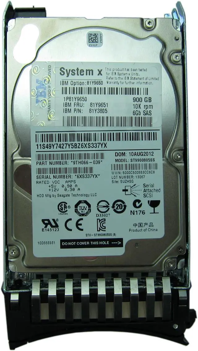 Alt view image 3 of 13 - IBM 81Y9651 900Gb 10000 Rpm 6 Gbps Sas 2.5Inch Sff Hotswap Hard Drive With Tray