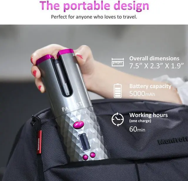 Alt view image 2 of 7 - Cordless automatic hair curler, PADCIST world's first wireless portable electric hair left and right rotating hair curler,300?-390? control device, completely anti-perm, curling perm anytime