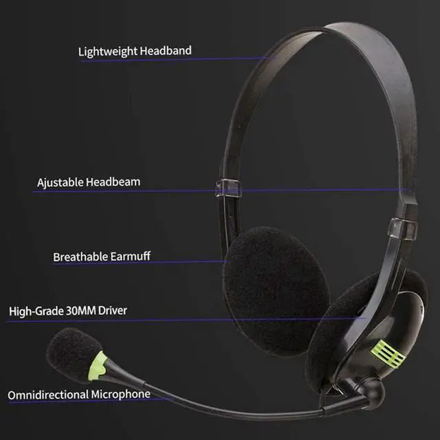 Alt view image 6 of 7 - USB Computer Headset, Wired Business Communication Online Chat Headphone  With Noise Reduction Microphone and Audio Control  for PC UC Skype Lync Softphone Call Center Office Games School Education