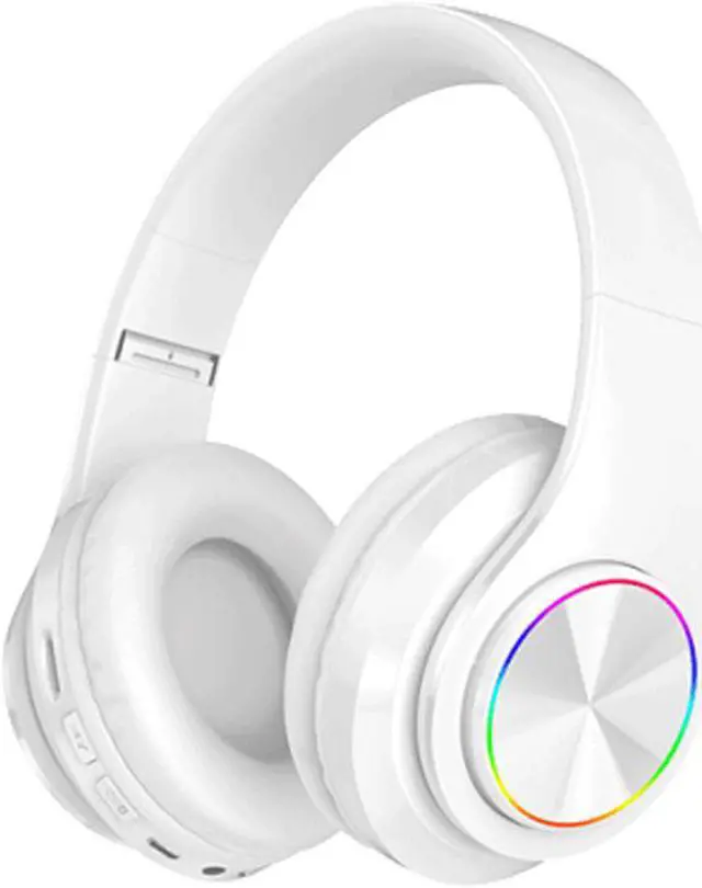 Main image of Wireless Bluetooth Headset, Folding Gaming Headphone with Built-In Noise Reduction Microphone, Support TF Card, HiFi Stereo Headset with 3.5MM Cable, For IOS/Android, Tablet, Computer, Laptop (White)