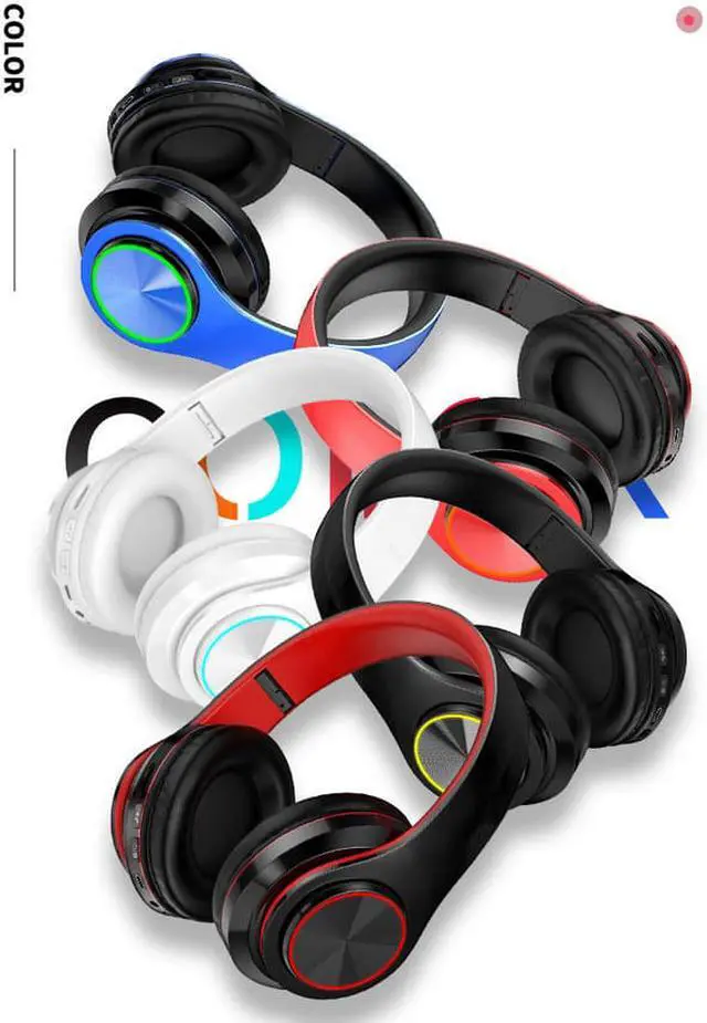 Alt view image 6 of 6 - Wireless Bluetooth Headset, Folding Gaming Headphone with Built-In Noise Reduction Microphone, Support TF Card, HiFi Stereo Headset with 3.5MM Cable, For IOS/Android, Tablet, Computer, Laptop (Blue)