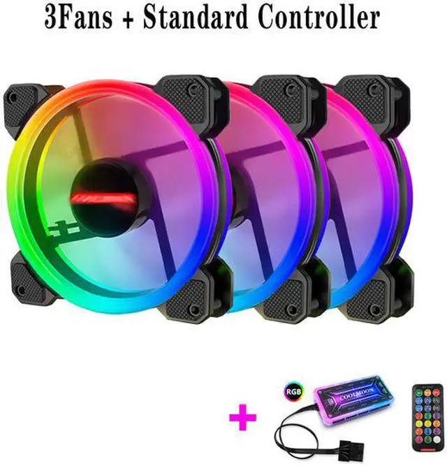 Main image of RGB LED Glow Computer Case Fan 120mm With Remote Fan Hub And Expansion Rack, Quiet High Airflow Adjustable Color PC Case CPU Computer Cooling With Coolers, With Radiator Cooling System  (3Pieces)
