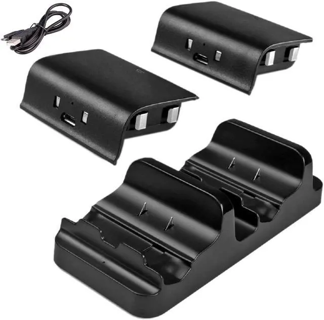 Alt view image 4 of 7 - Xbox One Controller Charger, Dual Charging Docking Station for Microsoft Xbox One, Xbox One X, Xbox One S, Xbox One Elite Wireless Controller with 2 Rechargeable Batteries