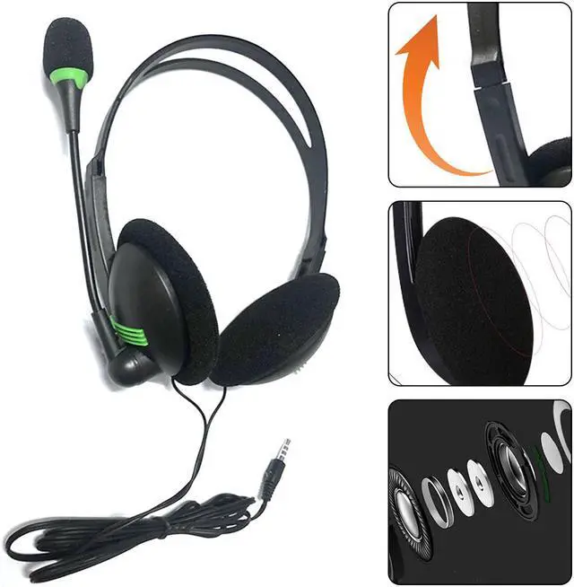 Main image of USB Headset with Microphone Computer Headset Stereo Sound Lightweight Business PC Headset with Flexible Microphone Laptop Headset, in-line Control with Mute for Skype Lync/Webinar/Call/Music