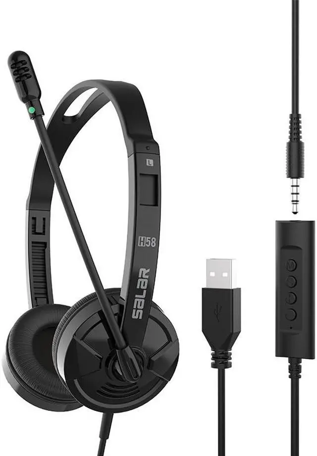 Main image of USB Headset with Noise Cancelling Micphone 3.5mm Wired Computer Headphone with Volume Control Function Call Center Earphone for Business Office, Skype, Webinar, Phone, PC, Tablet, Classroom and Home