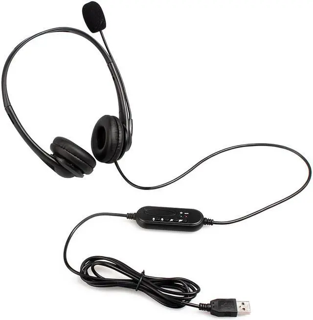 Alt view image 2 of 7 - USB Headset With Microphone Noise Reduction And Audio Control, Wired Business Communication Online Chat Headset, Broadband Computer Headset For Business UC Skype Lync Soft Phone Call Center Office