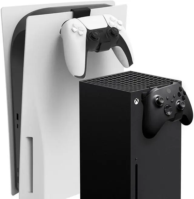 Main image of PS5 Controller Headset Hanger Holder, 2Packs Controller Stand Mount Hook for Xbox Series X/S & Playstation 5 Game Console Gamepad & Gaming Headphone, No Screws & No Adhesive Tape – Black