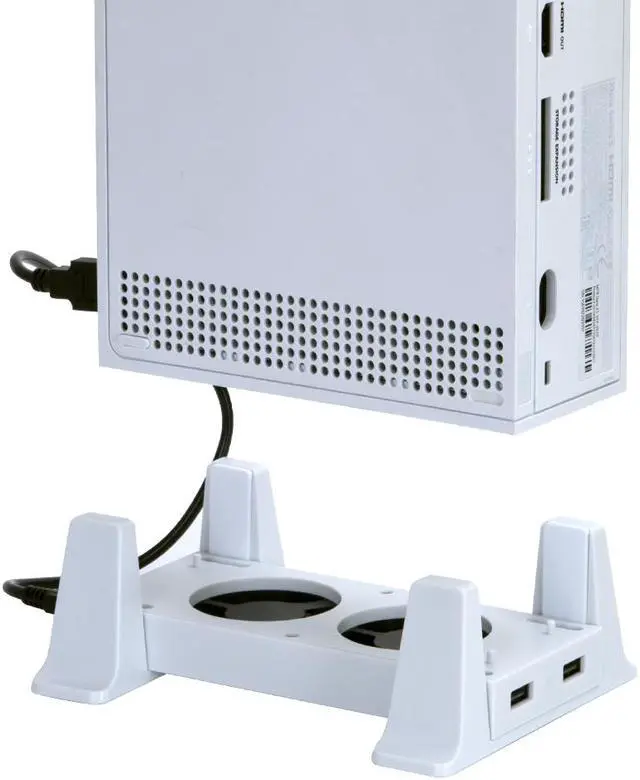 Alt view image 4 of 7 - Xbox Series S Cooling Stand , Vertical Stand Base with 2 Cooling Fan & 2 Non-Slip Holder & 1 USB Data Transmission Port & LED Indicator for Xbox Series S Game Console - White