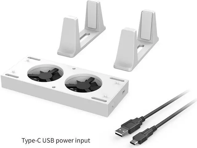 Alt view image 3 of 7 - Xbox Series S Cooling Stand , Vertical Stand Base with 2 Cooling Fan & 2 Non-Slip Holder & 1 USB Data Transmission Port & LED Indicator for Xbox Series S Game Console - White