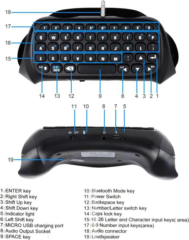 Alt view image 2 of 6 - PS4 Controller Keyboard, Wireless Bluetooth Keypad Mini Chatpad Rechargeable Online Gaming Live Chat Message Gamepad Keyboard  with Built-In Speaker & 3.5MM Audio Jack for Playstation 4 Dualshock