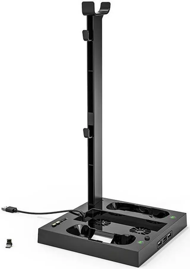 Alt view image 6 of 6 - Vertical Stand Base for Xbox Series S Console with 2 Cooling Fan, Dual Controller Charging Station with 2x1400mAh Rechargeable Battery Pack, Headset Hanger Holder & 4 Type C Adapter Accessories