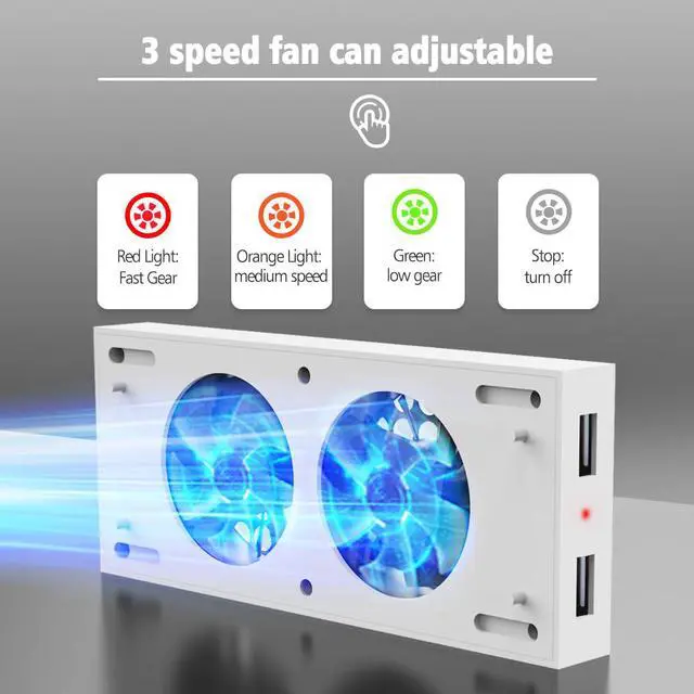 Alt view image 3 of 7 - Cooling Fan and Vertical Stand for Xbox Series S , Dual High Speed Fans with 3 Level Adjustable Speed & 2 USB Hub Charging & Data Syncing & 2 Non-Slip Holder for Xbox Series S Console