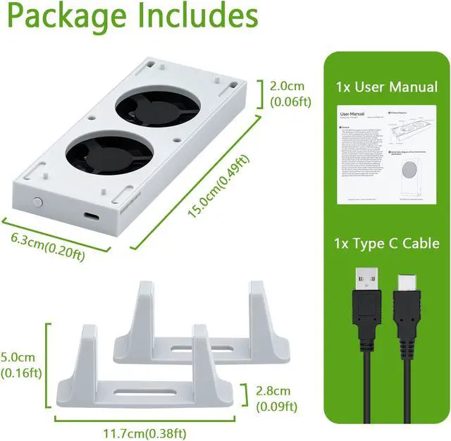 Alt view image 6 of 7 - Cooling Fan and Vertical Stand for Xbox Series S , Dual High Speed Fans with 3 Level Adjustable Speed & 2 USB Hub Charging & Data Syncing & 2 Non-Slip Holder for Xbox Series S Console