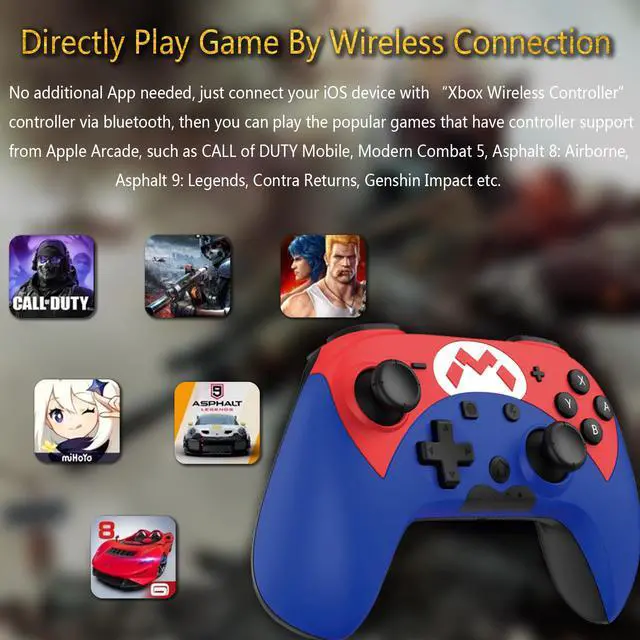 Alt view image 4 of 7 - iOS Phone Controller for iPhone iPad, Mobile Wireless Bluetooth MFI Gaming Gamepad Joystick with Phone Holder Clip for iOS 13.4+ Support Call Of Duty Mobile (COD) Modern Combat 5 Gams, Direct Play