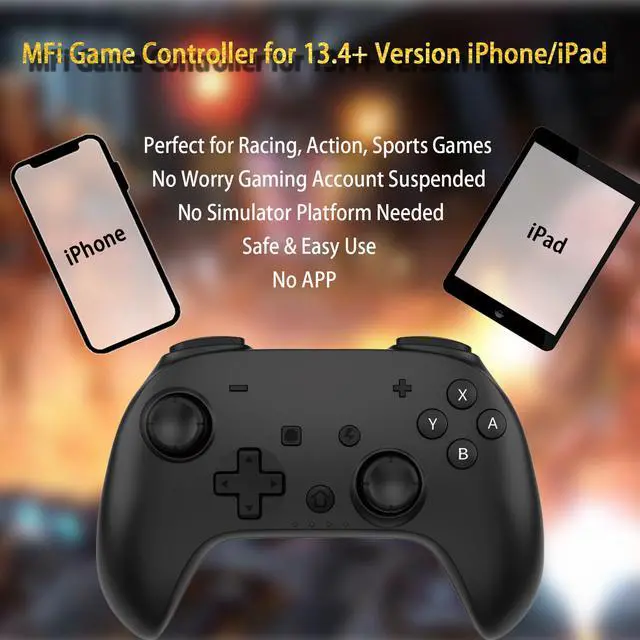 Alt view image 6 of 7 - iOS Phone Controller for iPhone iPad, Mobile Wireless Bluetooth MFI Gaming Gamepad Joystick with Phone Holder Clip for iOS 13.4+ Support Call Of Duty Mobile (COD) Modern Combat 5 Gams, Direct Play