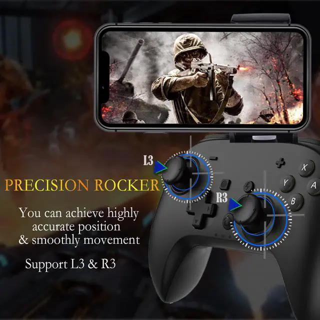 Alt view image 2 of 7 - iOS Phone Controller for iPhone iPad, Mobile Wireless Bluetooth MFI Gaming Gamepad Joystick with Phone Holder Clip for iOS 13.4+ Support Call Of Duty Mobile (COD) Modern Combat 5 Gams, Direct Play