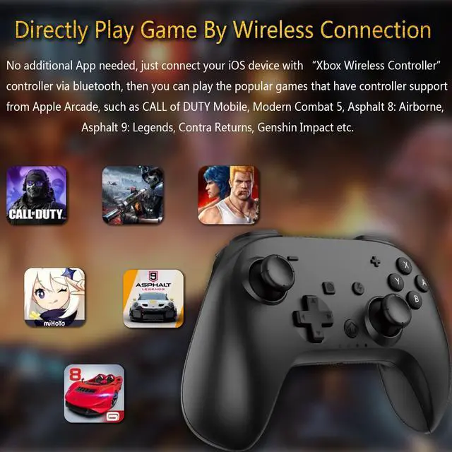Alt view image 5 of 7 - iOS Phone Controller for iPhone iPad, Mobile Wireless Bluetooth MFI Gaming Gamepad Joystick with Phone Holder Clip for iOS 13.4+ Support Call Of Duty Mobile (COD) Modern Combat 5 Gams, Direct Play