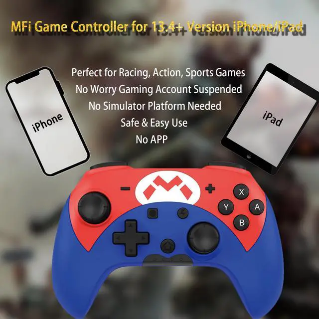 Alt view image 6 of 7 - iOS Phone Controller for iPhone iPad, Mobile Wireless Bluetooth MFI Gaming Gamepad Joystick with Phone Holder Clip for iOS 13.4+ Support Call Of Duty Mobile (COD) Modern Combat 5 Gams, Direct Play