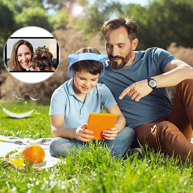 Alt view image 5 of 6 - Bluetooth Cat Ear Kids Headphones with Mic, Wireless/Wired Foldable Over-Ear Headset with Led Light UP & 85db Volume Limited for School, Online Learning, Boys, Girls, Children, Tablet, iPad & PC