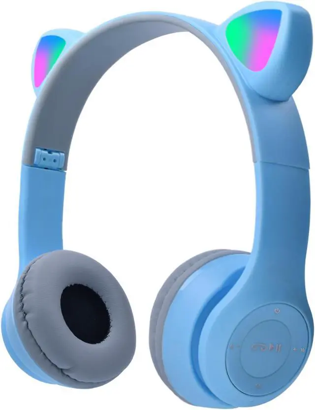 Main image of Bluetooth Cat Ear Kids Headphones with Mic, Wireless/Wired Foldable Over-Ear Headset with Led Light UP & 85db Volume Limited for School, Online Learning, Boys, Girls, Children, Tablet, iPad & PC