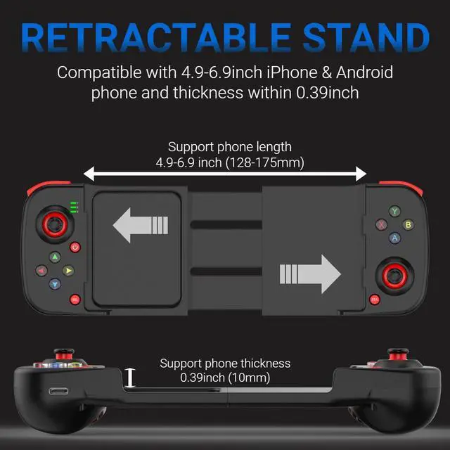Alt view image 4 of 6 - Mobile Game Controller for iPhone 13,12,11, Samsung, iPad, Tablet, PC, Bluetooth 5.0 Low Latency Joystick Gamepad for Call of Duty Mobile, Apex Legends, Genshin Impact, Steam, Direct Play