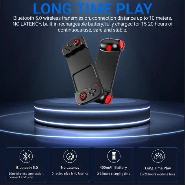 Alt view image 3 of 6 - Mobile Game Controller for iPhone 13,12,11, Samsung, iPad, Tablet, PC, Bluetooth 5.0 Low Latency Joystick Gamepad for Call of Duty Mobile, Apex Legends, Genshin Impact, Steam, Direct Play