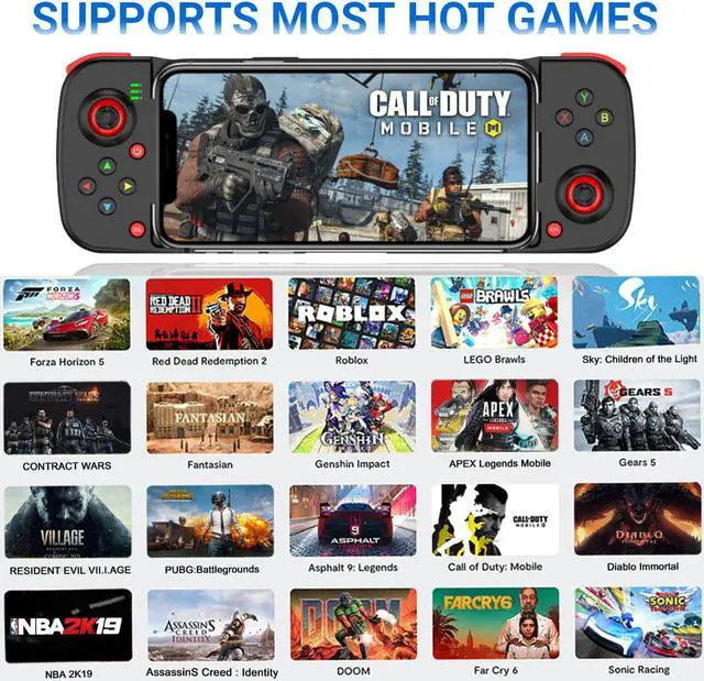 Alt view image 6 of 6 - Mobile Game Controller for iPhone 13,12,11, Samsung, iPad, Tablet, PC, Bluetooth 5.0 Low Latency Joystick Gamepad for Call of Duty Mobile, Apex Legends, Genshin Impact, Steam, Direct Play