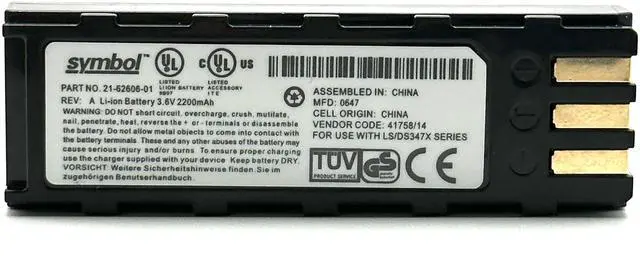 Main image of LS3578 Battery 3.7V 2600mAh 9.62Wh Li-ion for Symbol DS3578 DS3478 Honeywell 8800 Scanner