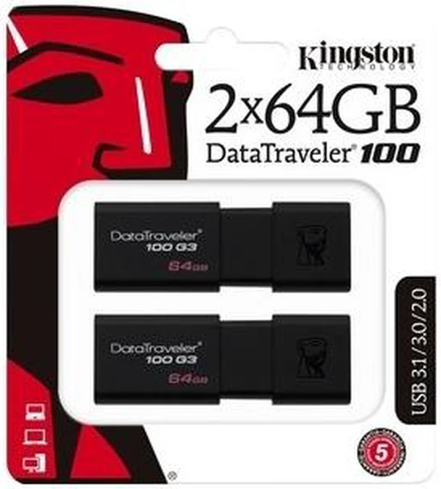 Alt view image 2 of 6 - KINGSTON DT100G3/64GB-2P 64GB USB 3.0 DataTraveler