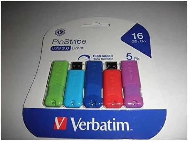 Main image of VERBATIM AMERICAS LLC 70387 16GB PINSTRIPE 3.0 USB  5PK ASSORTED