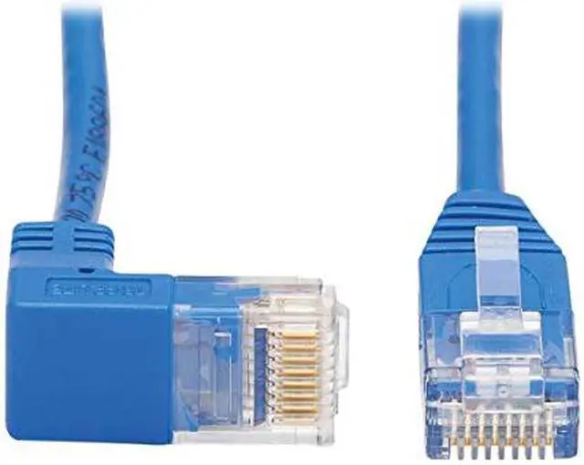 Alt view image 2 of 8 - TRIPP LITE N204-S10-BL-DN 10 ft. Cat 6 Blue Down-Angle Gigabit Molded Slim UTP Ethernet Cable (RJ45 Right-Angle Down M to RJ45 M)
