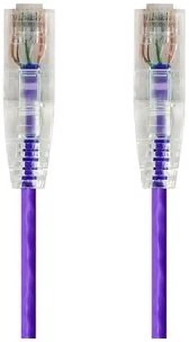 Alt view image 4 of 8 - Monoprice Cat6 Ethernet Patch Cable - 5 feet - Purple | Snagless RJ45 Stranded 550MHz UTP CMR Riser Rated Pure Bare Copper Wire 28AWG - SlimRun Series