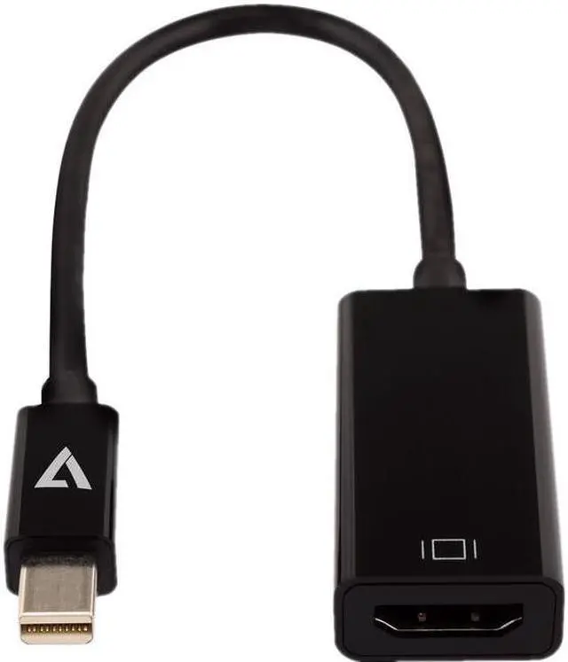 Alt view image 3 of 7 - V7 Mini DisplayPort to HDMI Adapter Black Slim CBLMH1BLKSL1E
